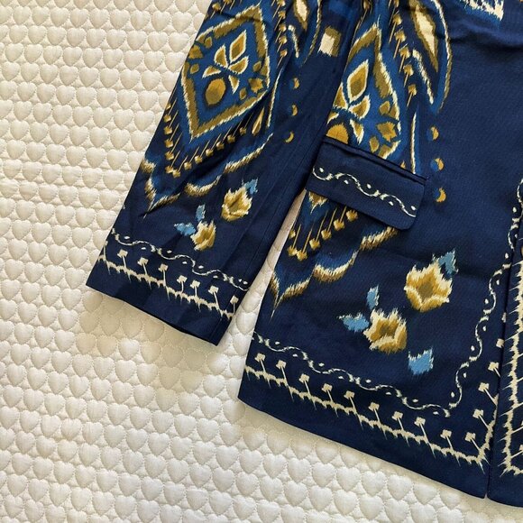 NWOT Farm Rio unisex Blue Pineapple Ikat Blazer Size L 100% Cotton - Picture 10 of 16